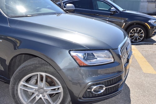 Audi steel fender after repair at an auto body shop in toronto